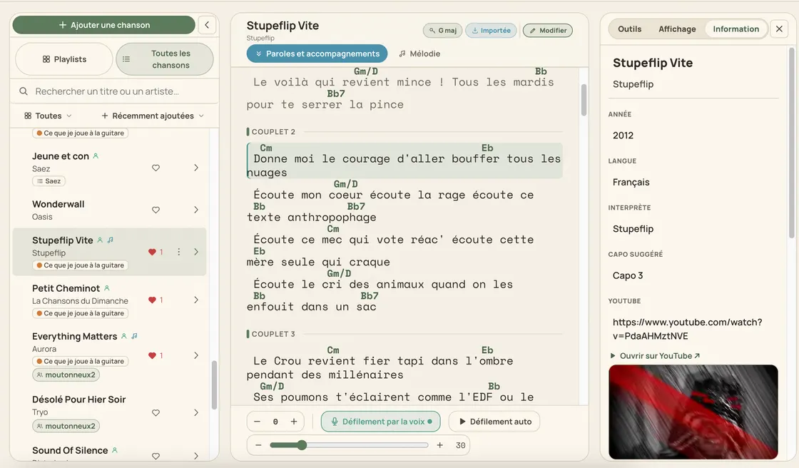 Your online chord songbook