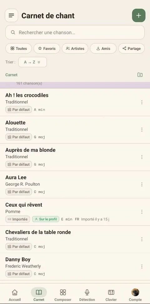Ton carnet — accords et paroles sous la main