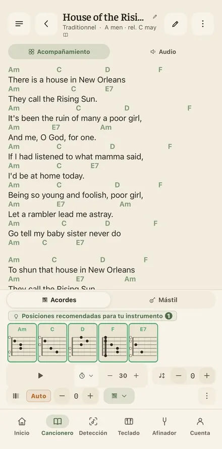 Vista previa de la aplicación : Cancionero