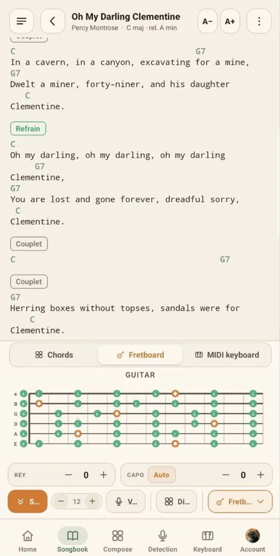 Play with diagrams and fretboard