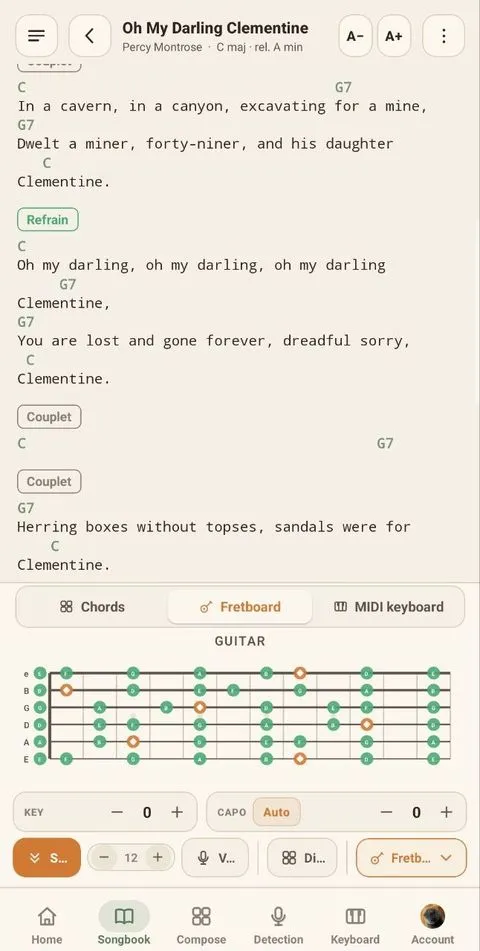 Play with diagrams and fretboard