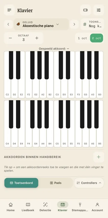 Voorbeeld van de app : Keyboard