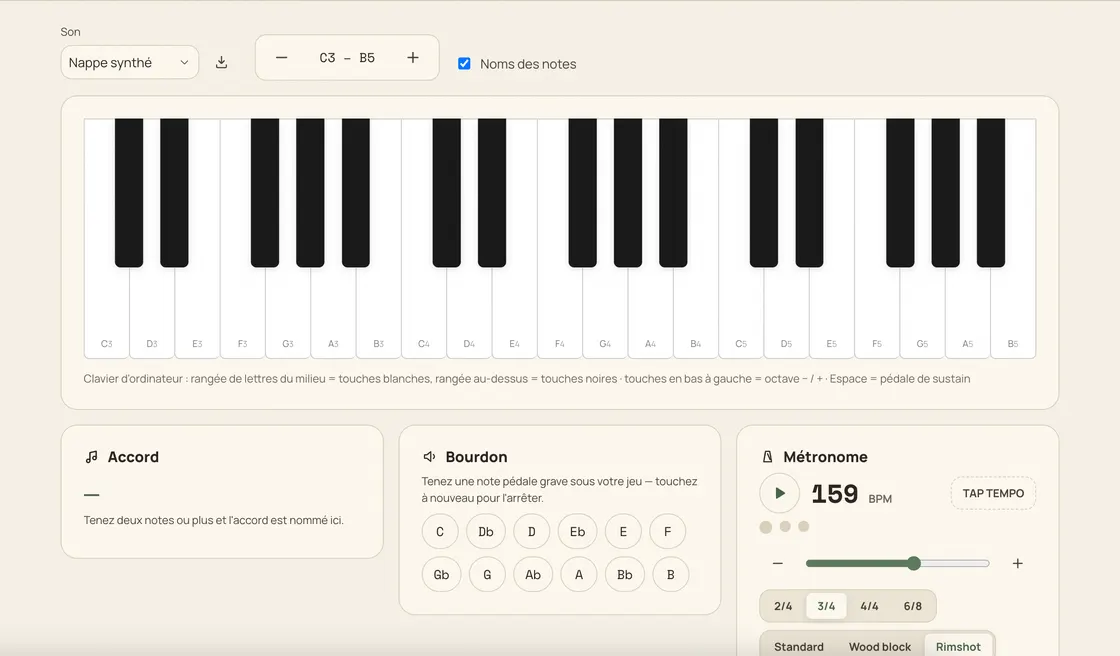 Online piano keyboard