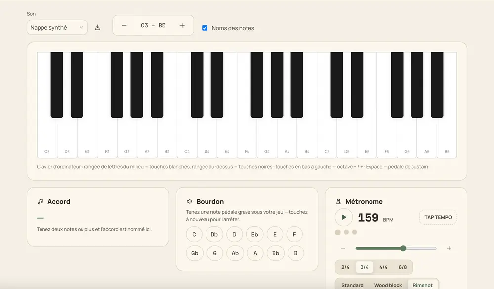 Online piano keyboard