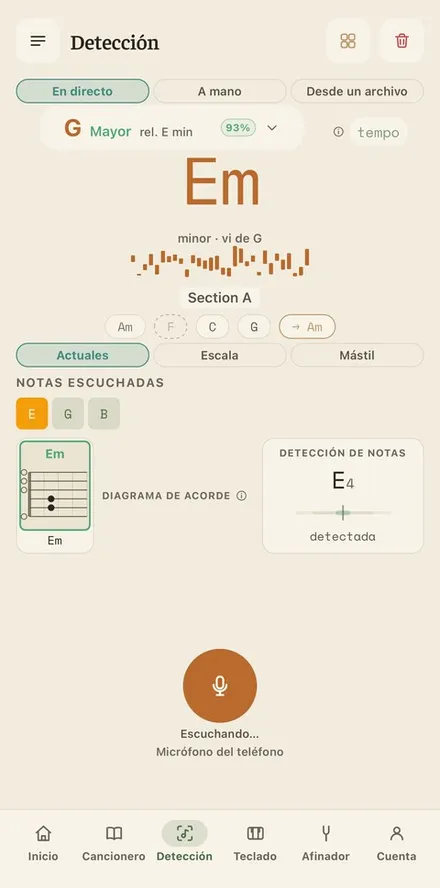 Vista previa de la aplicación : Detección