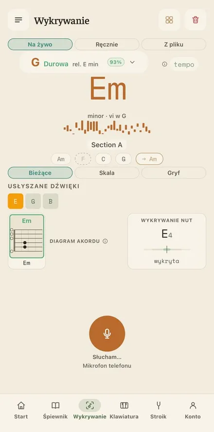 Podgląd aplikacji : Wykrywanie