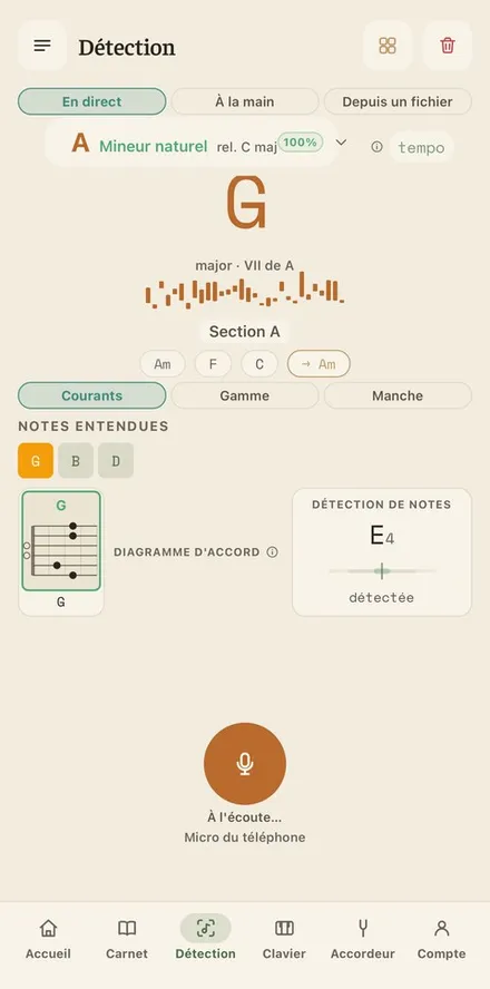 Aperçu de l’application : Détection