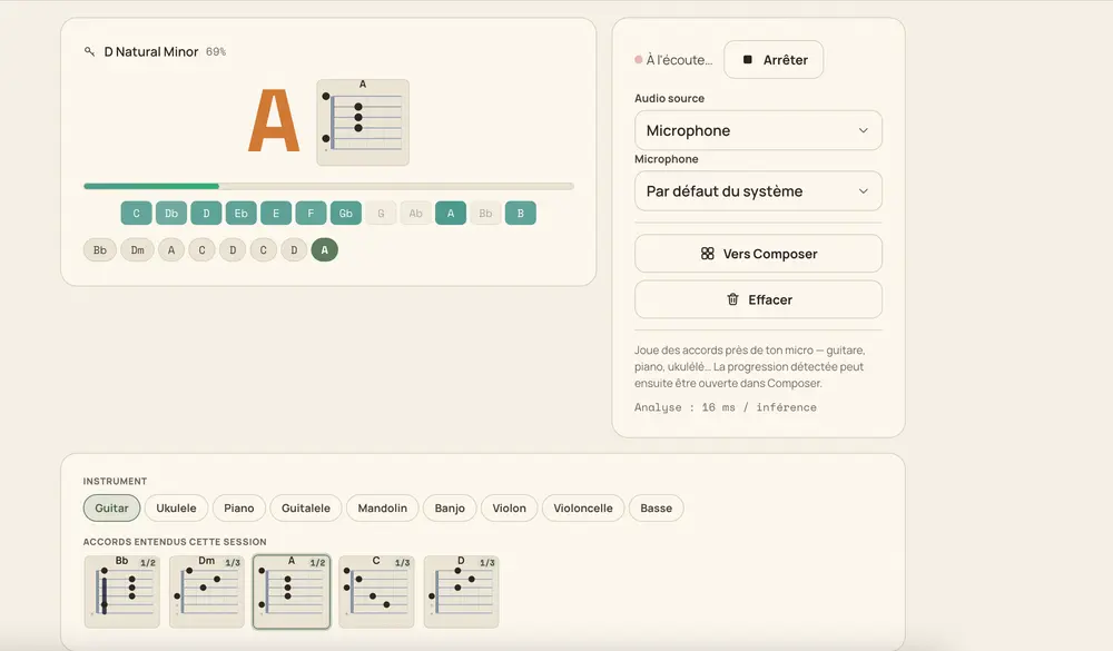 Real-time chord detection