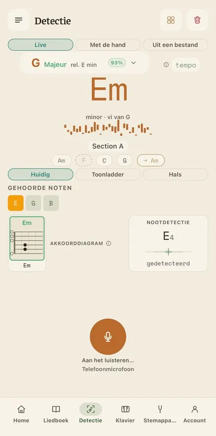 Voorbeeld van de app : Herkenning