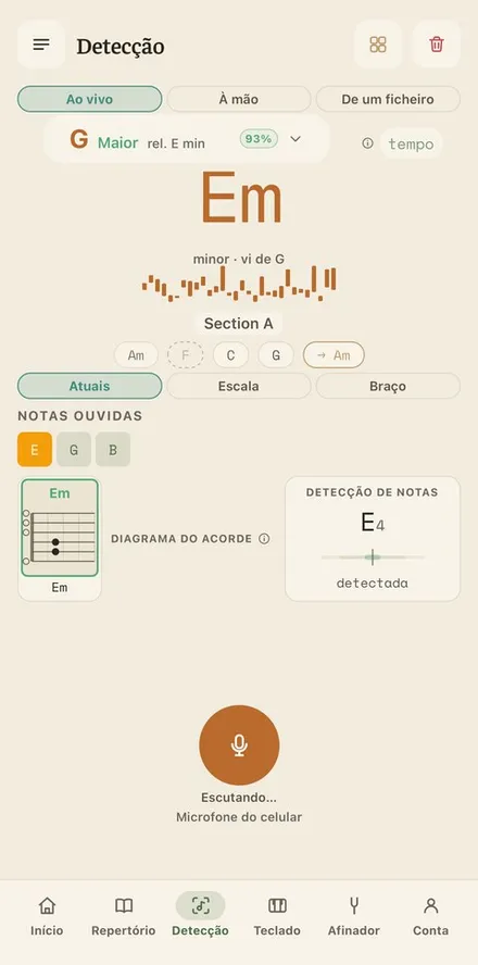 Pré-visualização da aplicação : Detecção
