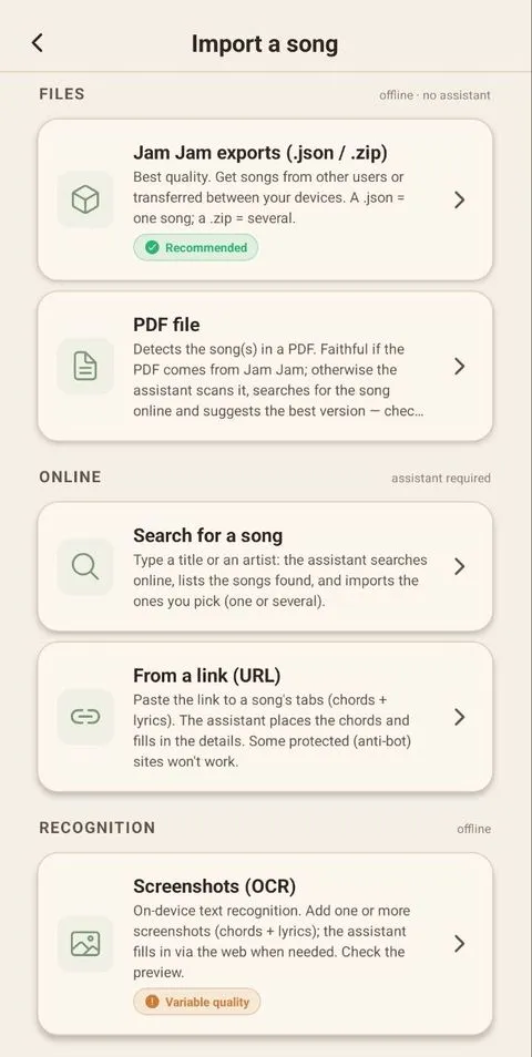 Import from a link, a PDF or a photo