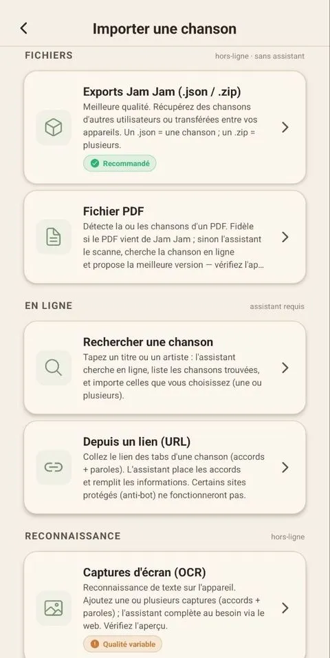 Importe depuis un lien, un PDF ou une photo